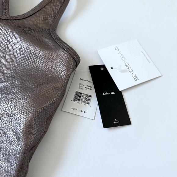Beyond Yoga Recerback Crop Top Women Size S Athletic Performance Mocha Metallic - Picture 8 of 14